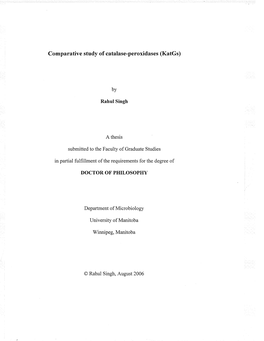 Comparative Study of Catalase-Peroxidases (Katgs)