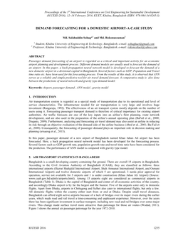 Demand Forecasting for a Domestic Airport-A Case Study