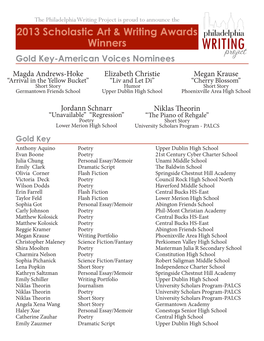 2013 Scholastic Art & Writing Awards Winners