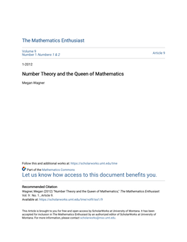 Number Theory and the Queen of Mathematics