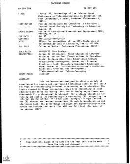 DOCUMENT RESUME ED 389 284 IR 017 495 TITLE Tel-Ed '95