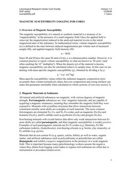 Magnetic Susceptibility Core Logging