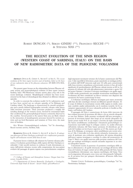 The Recent Evolution of the Sinis Region (Western Coast of Sardinia, Italy) on the Basis of New Radiometric Data of the Pliocenic Volcanism