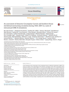 An Assessment of Antarctic Circumpolar Current and Southern Ocean Meridional Overturning Circulation During 1958–2007 in a Suite of Interannual CORE-II Simulations