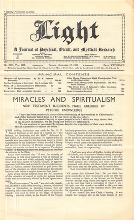 Miracles and Spiritualism