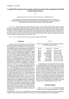 A Modified HPLC Method to Detect Salicylic Acid in Must and Wine After Its Application in the Field to Induce Fungos Resistance