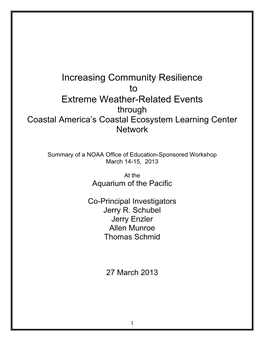 Increasing Community Resilience to Extreme Weather-Related Events Through Coastal America’S Coastal Ecosystem Learning Center Network