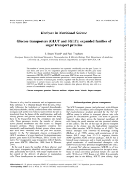 (GLUT and SGLT): Expanded Families of Sugar Transport Proteins