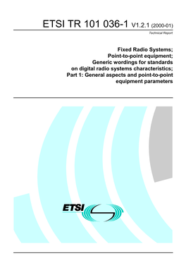 TR 101 036-1 V1.2.1 (2000-01) Technical Report