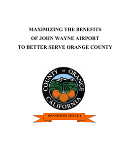 Maximizing the Benefits of John Wayne Airport to Better Serve Orange County