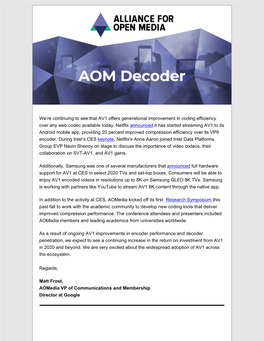We're Continuing to See That AV1 Offers