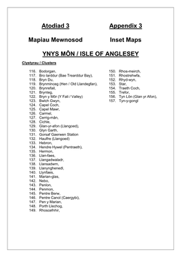 Atodiad 3 Mapiau Mewnosod Appendix 3 Inset Maps YNYS MÔN / ISLE of ANGLESEY