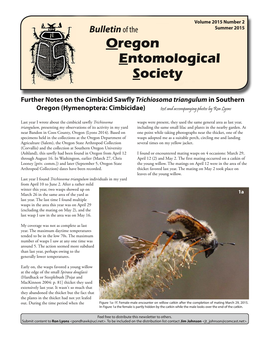 Bulletin of the Summer 201 5 Oregon Entomological Society