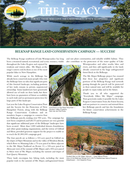 THE LEGACY Fall 2014 for ALL THOSE WHO LOVE the LAKES REGION of NEW HAMPSHIRE