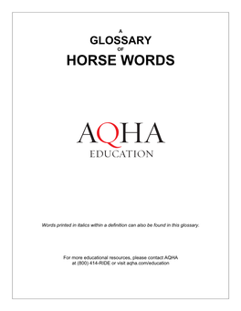 Horse Word Glossary