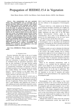 Propagation of IEEE802.15.4 in Vegetation