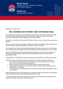 Nrl Charges Into Sydney Cbd for Grand Final