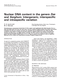 Nuclear DNA Content in the Genera Zea and Sorghum. Intergeneric, Interspecific and Intraspecific Variation