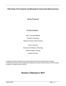 Pilot Study of Pre-Ischemic Conditioning for Intracranial Atherosclerosis