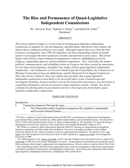 The Rise and Permanence of Quasi-Legislative Independent Commissions