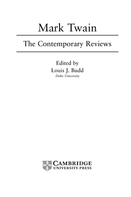 Mark Twain the Contemporary Reviews