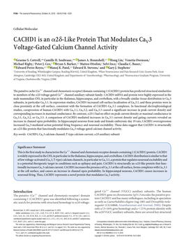 CACHD1 Is an Α2δ-Like Protein That