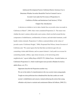 Adolescent Development Factors California District Attorneys Use to Determine Whether Juveniles Should Be Tried in Criminal Co