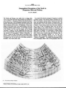 Geographical Perceptions of the North in Pomponius Mela and Ptolemy O.A.W