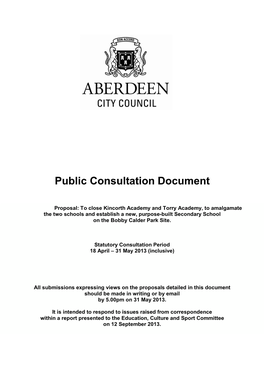 Statutory Consultation Document Kincorth