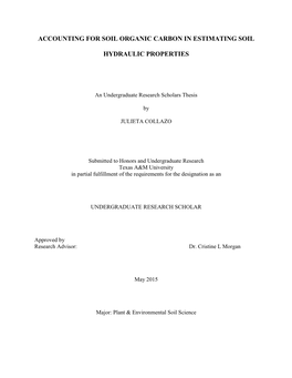 Accounting for Soil Organic Carbon in Estimating Soil