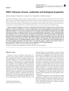 H5N1 Influenza Viruses: Outbreaks and Biological Properties