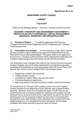 Economy, Transport and Environment Service Plan 2018 to 2019