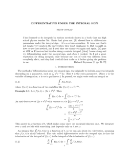 Differentiating Under the Integral Sign