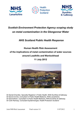 Human Health Risk Assessment of the Implications of Metal Contamination of Water Sources Around Leadhills and Wanlockhead 11 July 2012