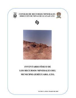 Inventario Físico De Los Recursos Minerales Del Estado De Guanajuato