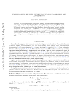 Arxiv:1911.09063V7 [Math.PR] 4 May 2021 N the and Rbnu Ne Product Inner Frobenius Rbnu Ne Rdc N Pcrlnr O Tensors