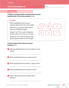 Classify Quadrilaterals Name