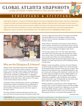 Ethiopians and Eritreans? • Ethiopians and Eritreans in the Atlanta Economy Region and Connects Them with Nonprofit Organizations and Their Interests