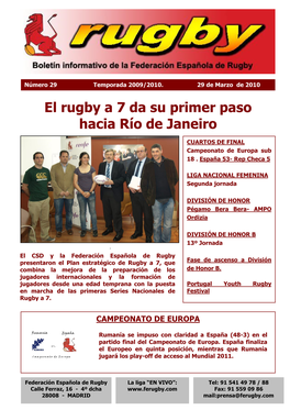 El Rugby a 7 Da Su Primer Paso Hacia Río De Janeiro