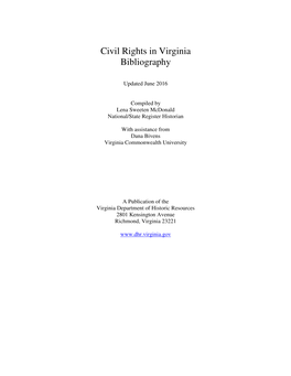 Civil Rights in Virginia Bibliography