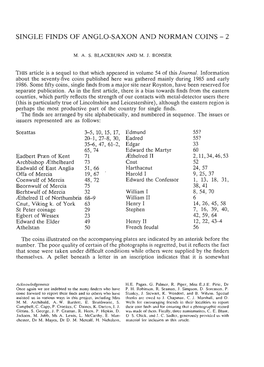 Single Finds of Anglo-Saxon and Norman Coins - 2