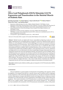 Stimulate GLUT4 Expression and Translocation in the Skeletal Muscle of Diabetic Rats