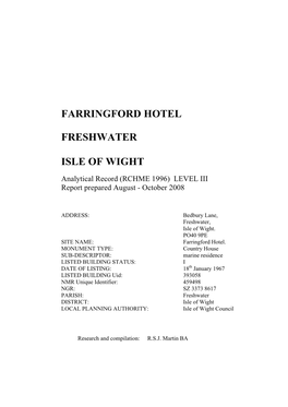 Farringford Hotel Freshwater Isle of Wight