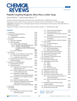 Peptide Coupling Reagents, More Than a Letter Soup Ayman El-Faham*,†,‡ and Fernando Albericio*,†,§,||