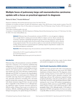 Multiple Faces of Pulmonary Large Cell Neuroendocrine Carcinoma: Update with a Focus on Practical Approach to Diagnosis