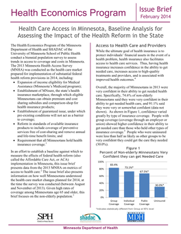 Measuring the Affordable Care Act in Minnesota: Access to Health Care