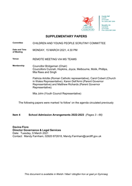 School Admission Arrangements 2022-2023 (Pages 3 - 66)