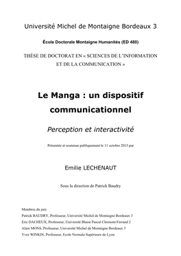 Le Manga : Un Dispositif Communicationnel