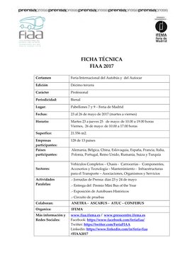 Ficha Técnica Fiaa 2017