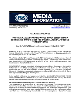Fox Nascar Quotes Two-Time Nascar Camping World